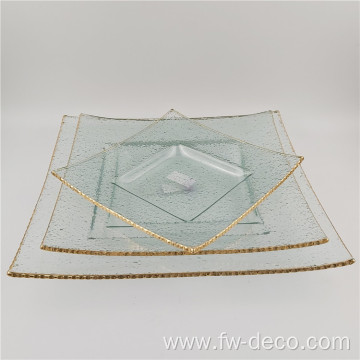 11 inch Square Gold Rimmed Glass Charger Plates